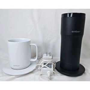 Ember Smart Mug 10oz White & Travel Mug 12oz‎ Black Bases 1 cord HEAT UNTESTED